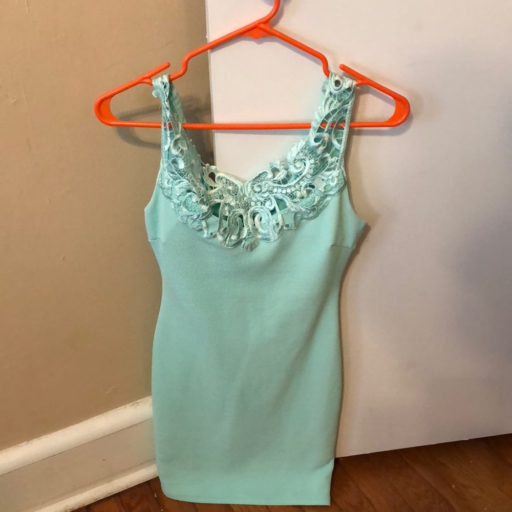 Mini mint green dress with lace top